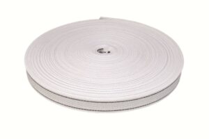 50 Meter Polster Gummigurte Elastikmaterial Weiß 3 cm breit / 2 Streifen Dehnung 80 %