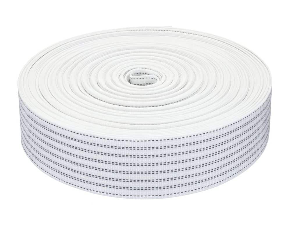 50 Meter Polster Gurt Polyester Unelastisch Fest Fixiert Weiß / 8 Streifen