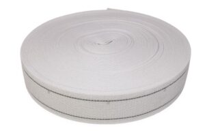 50 Meter Polster Rücken Gummigurte Elastikmaterial Weiß 6 cm breit / 2 Streifen Dehnung 100 %