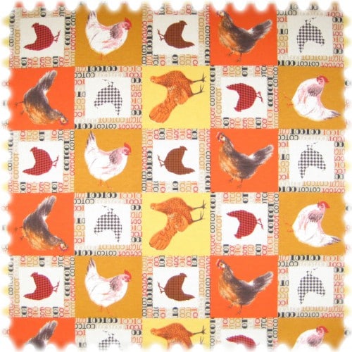 AKTION Farbdruck Möbelstoff Huhn Orange / Gelb