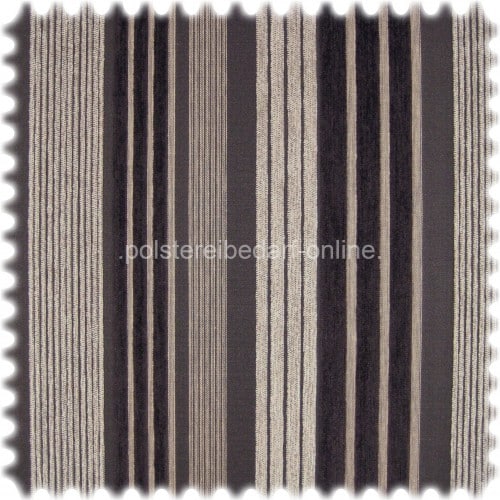 AKTION Flachgewebe Chenille Streifen Livorno Braunlila / Graubeige