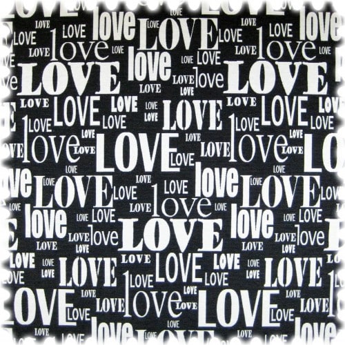 AKTION Jacquard Flachgewebe Möbelstoff Love Schwarz / Weiss