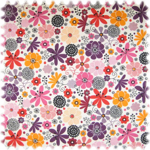 Farbdruck Möbelstoff Blumen Lila / Violett / Rot