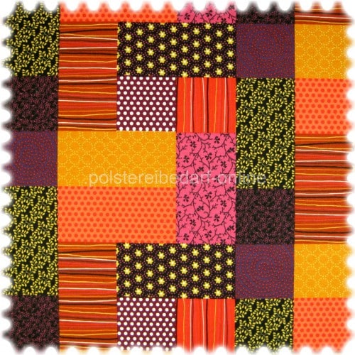 Farbdruck Möbelstoff Patchwork Rot / Violett
