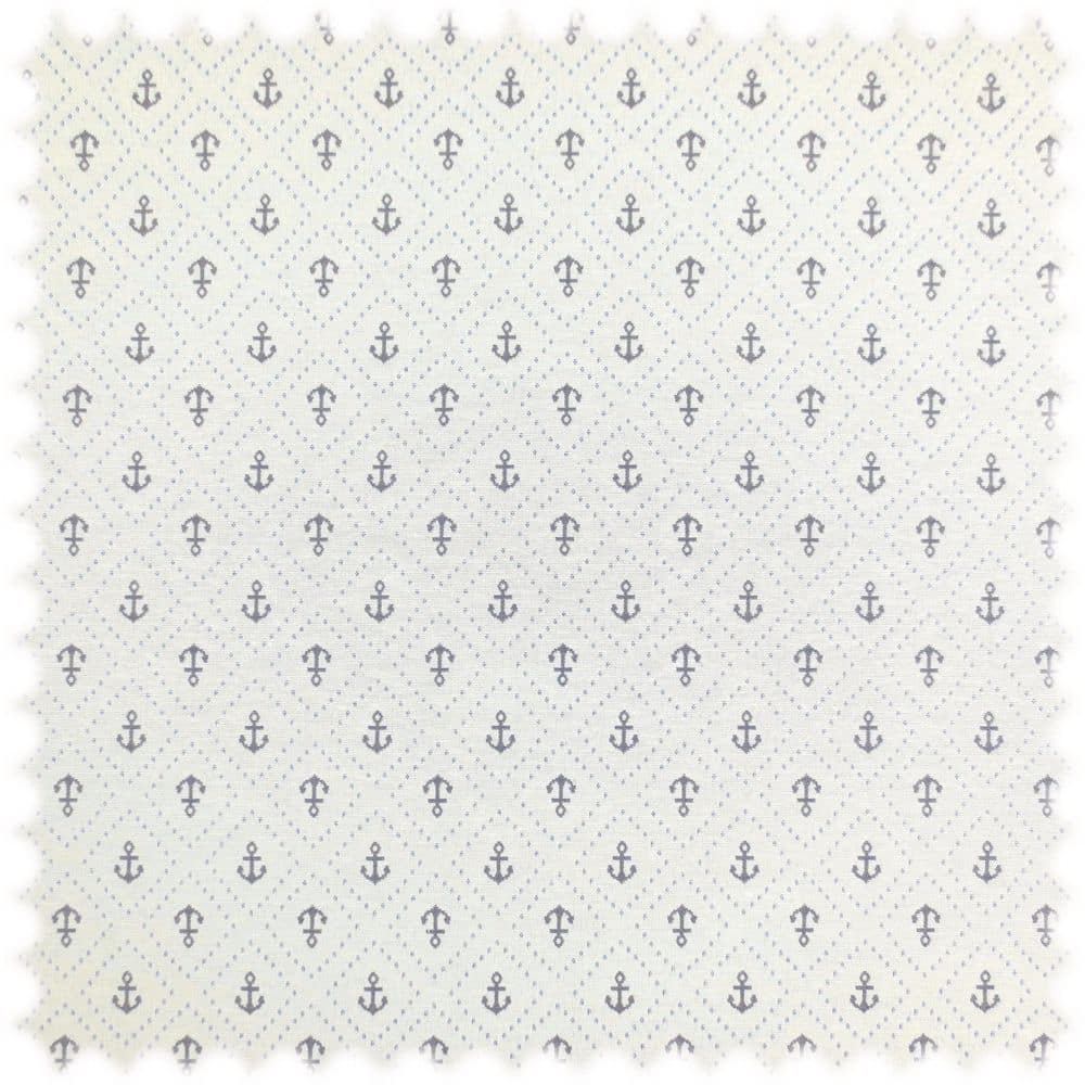 Jacquard Flachgewebe Möbelstoff Anker Perlweiss mit Maritime Motiv
