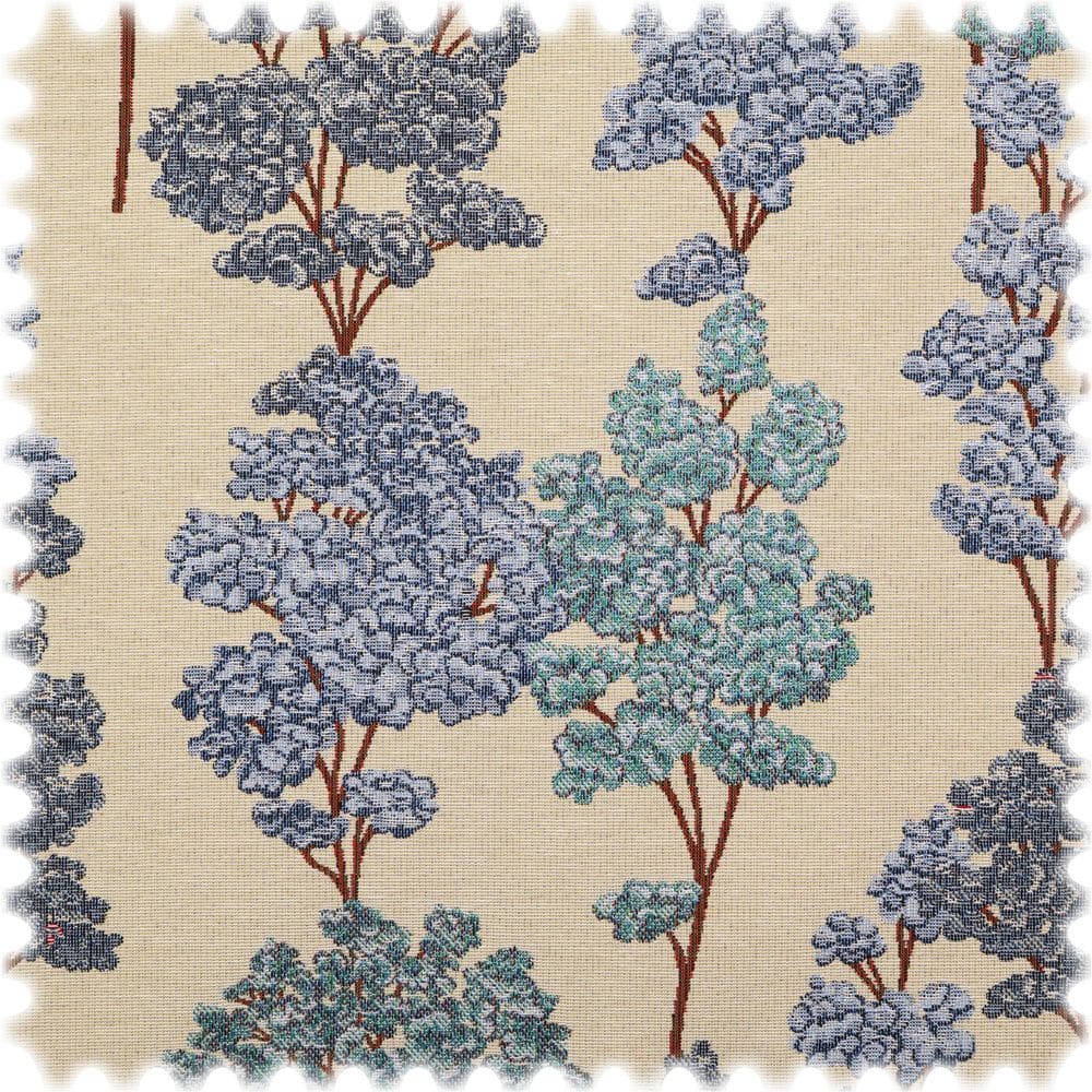 Jacquard Flachgewebe Möbelstoff Baum Blau