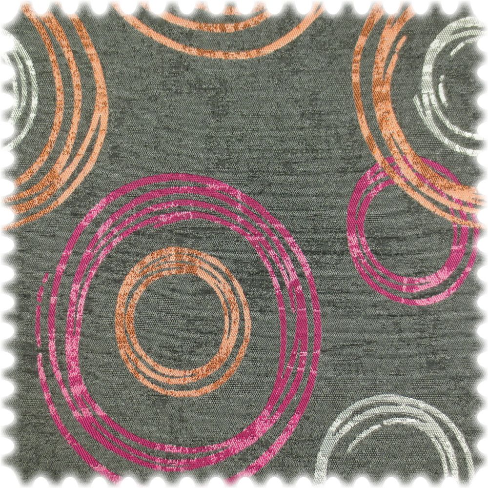 Jacquard Flachgewebe Möbelstoff Circle Anthrazit / Pink / Orange