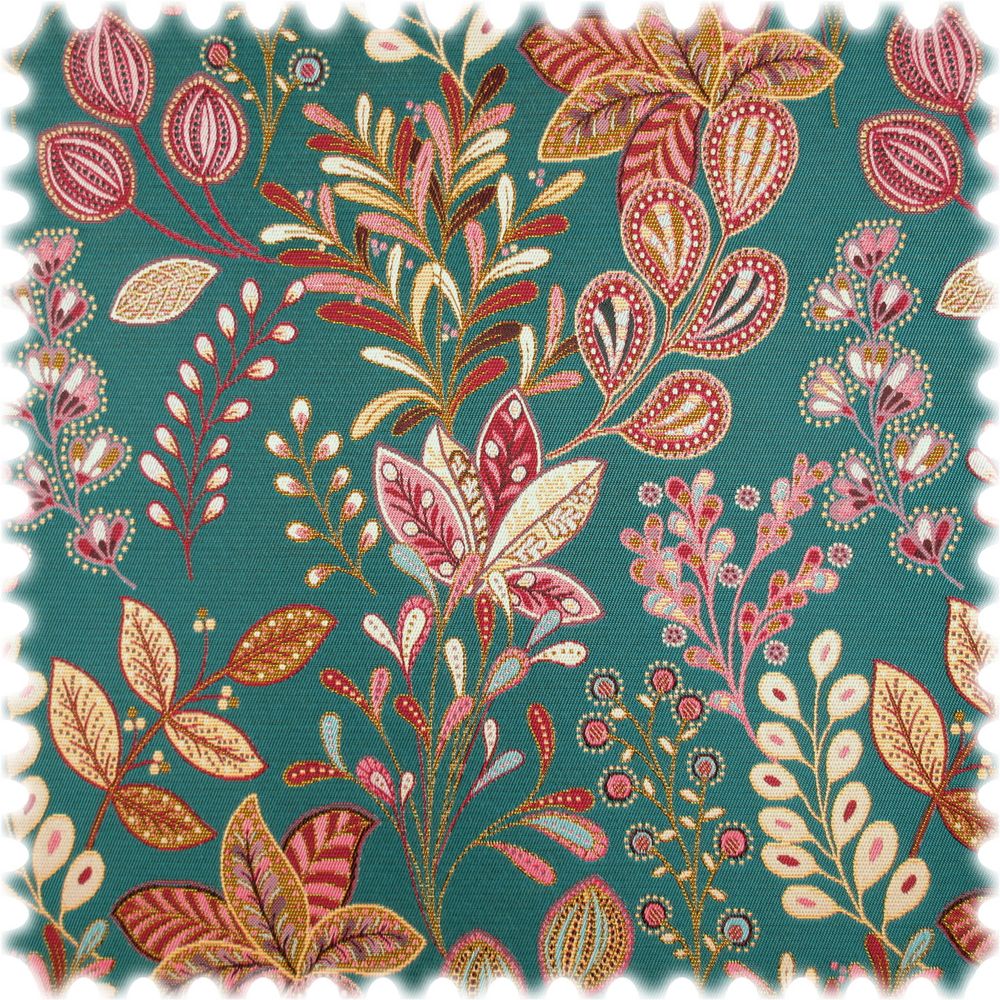 Jacquard Flachgewebe Möbelstoff Flores Türkis