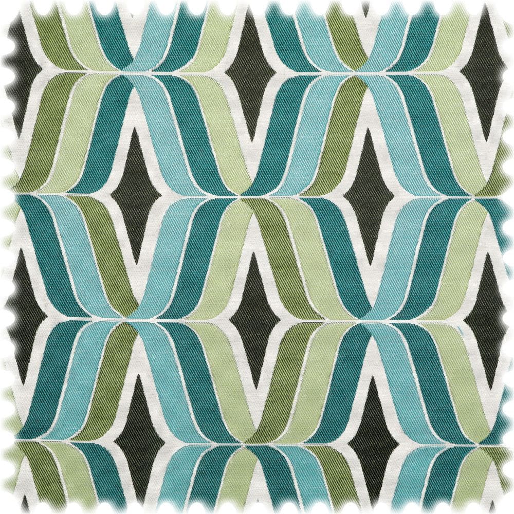 Jacquard Flachgewebe Möbelstoff Retro Wave Petrol / Grün