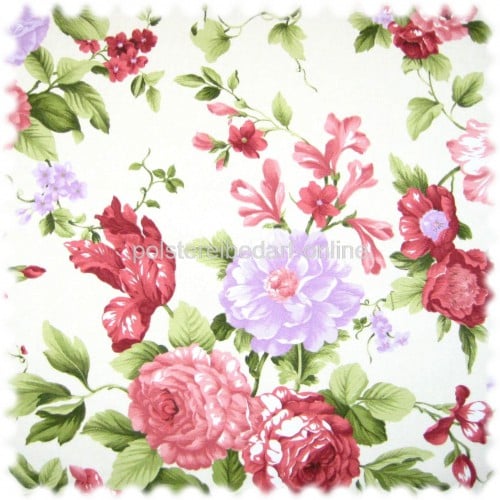 Möbelstoff Flora Eden Rose Perlweiss in Englisch Leinen Optik