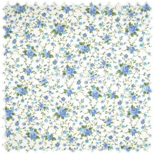 Möbelstoff Flora Little Rose Blau in Englisch Leinen Optik