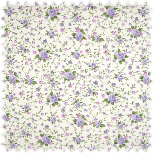 Möbelstoff Flora Little Rose Lila in Englisch Leinen Optik