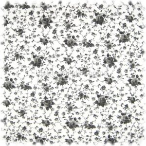 Möbelstoff Flora Little Rose Schwarz in Englisch Leinen Optik