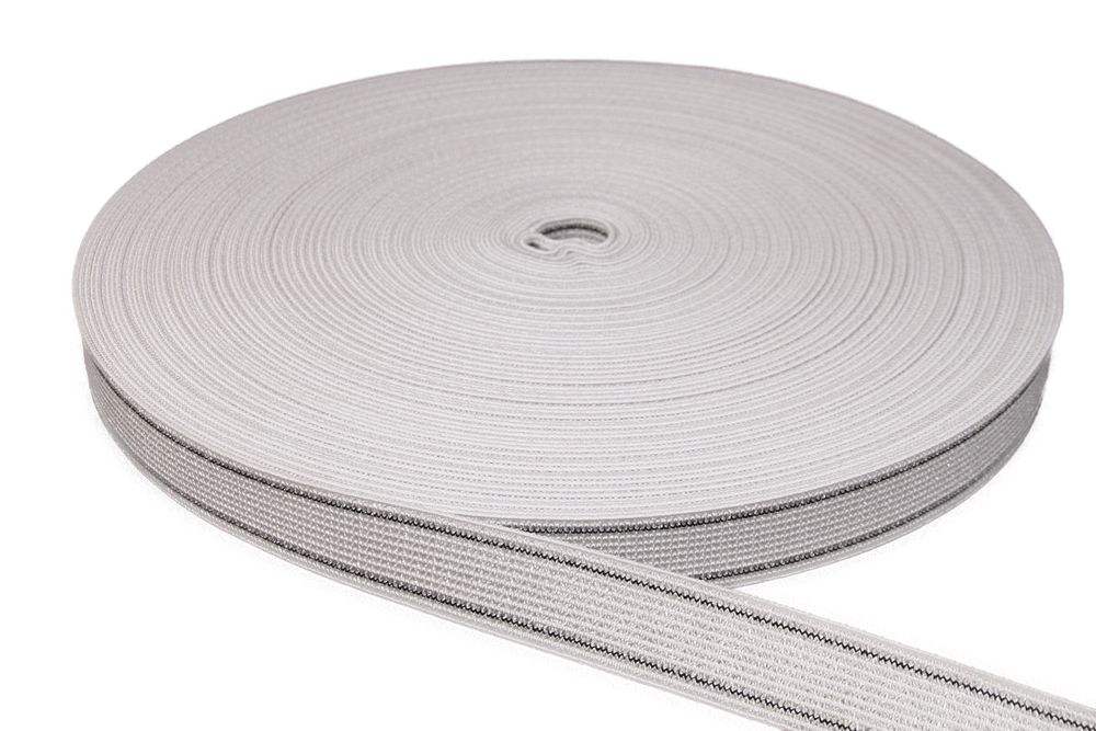 Polster Gummigurte Elastikmaterial Weiß 3cm breit / 2 Streifen Dehnung 80 % Meterware