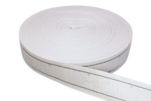 Polster Rücken Gummigurte Elastikmaterial Weiß  6 cm breit / 2 Streifen Dehnung 100 % Meterware