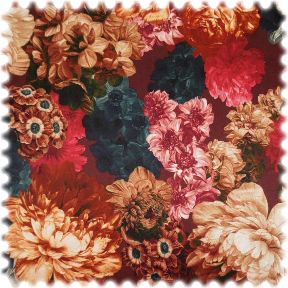 Samt Velours Möbelstoff Dutch Peonies mit Fleckschutz