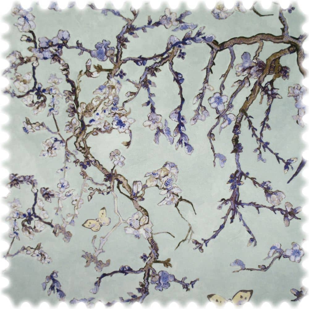Samt Velours Möbelstoff Japan Blaugrau / Lila mit Fleckschutz