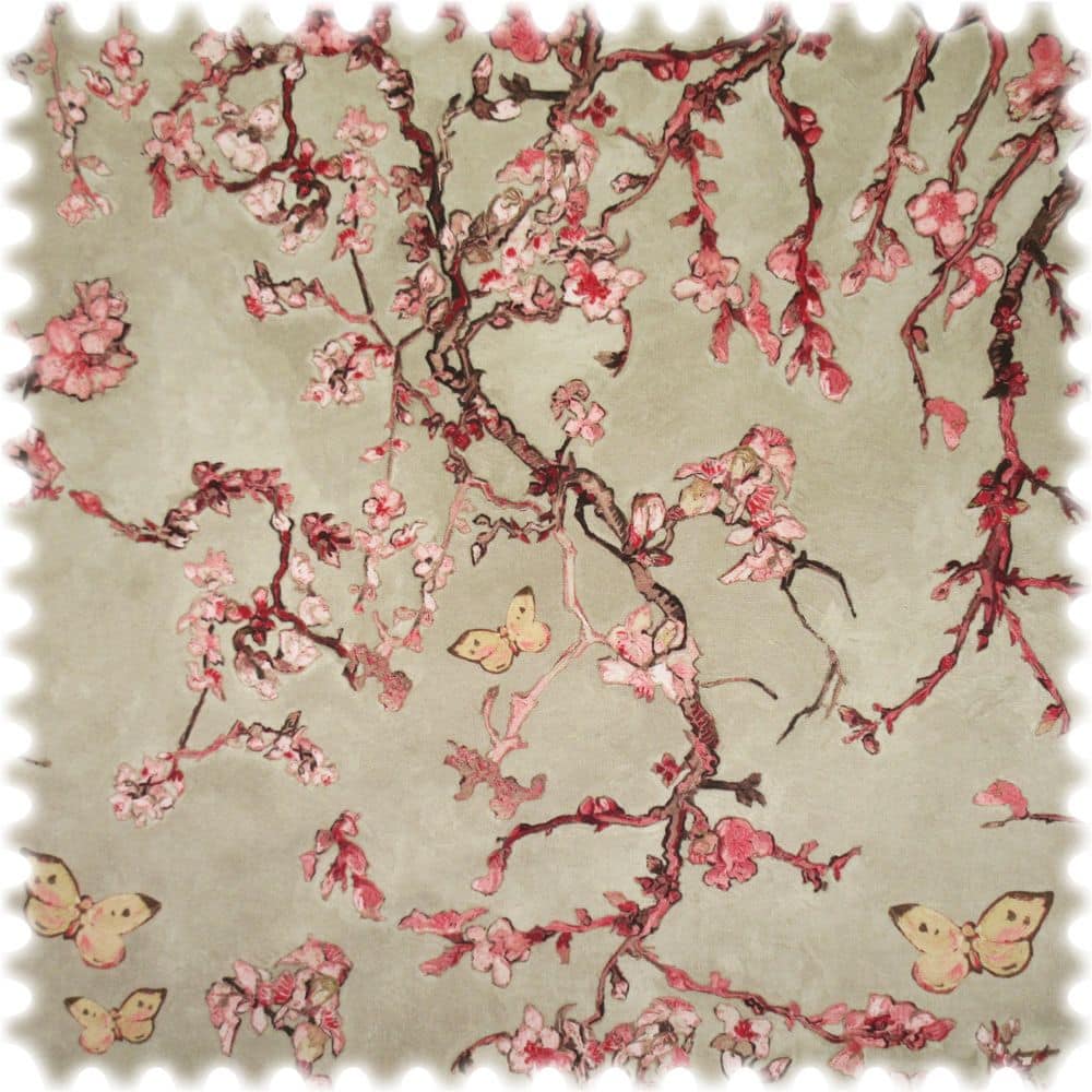 Samt Velours Möbelstoff Japan Graubeige / Violett mit Fleckschutz
