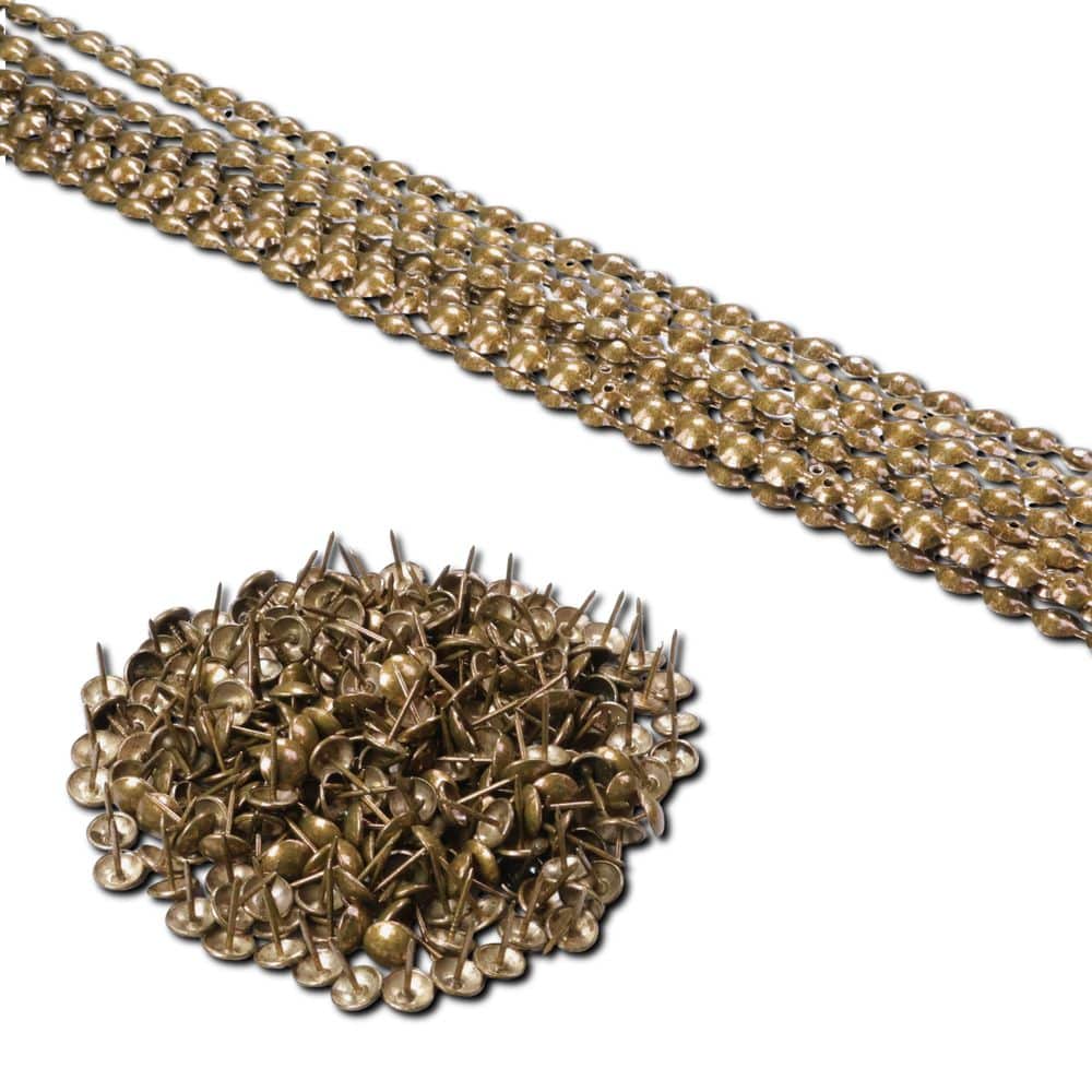 Ziernagelstangen 11 mm – Altgold – 10 Meter Set inkl. 250 Ziernägel