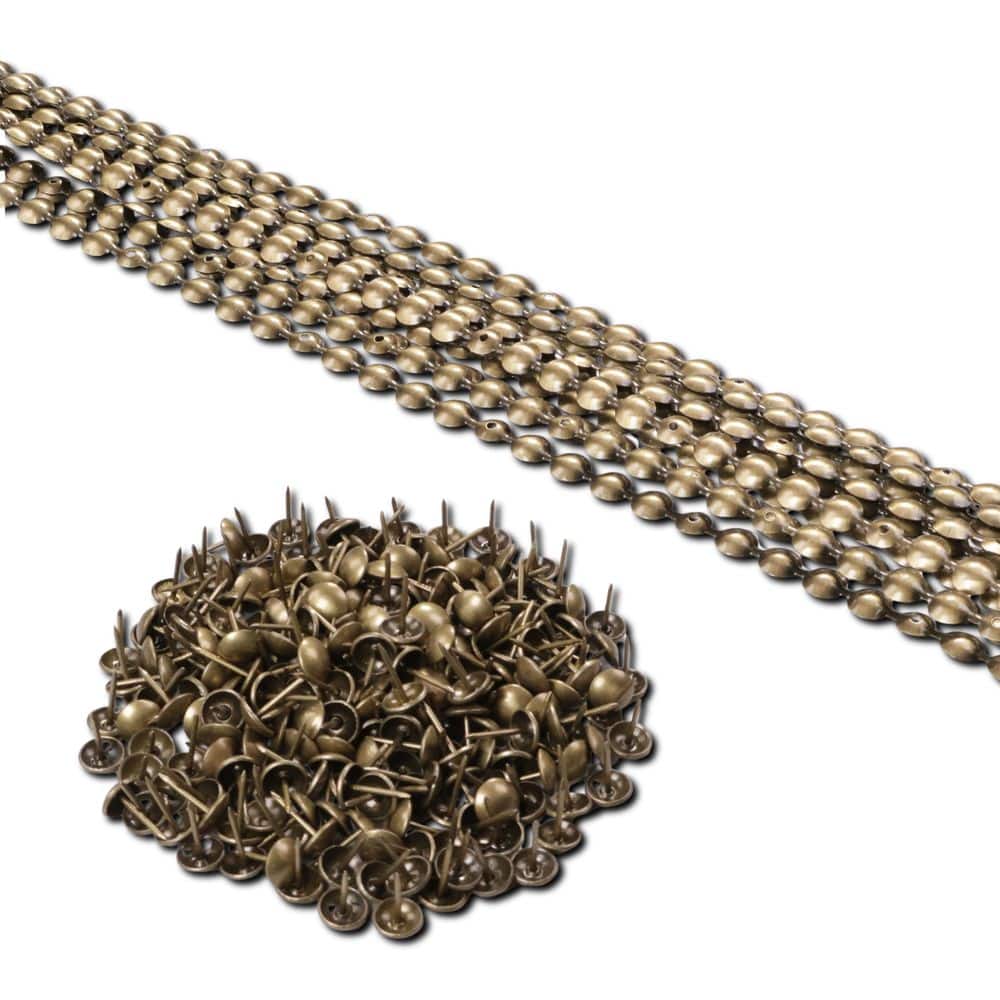 Ziernagelstangen 11 mm – Altmessing – 10 Meter Set inkl. 250 Ziernägel