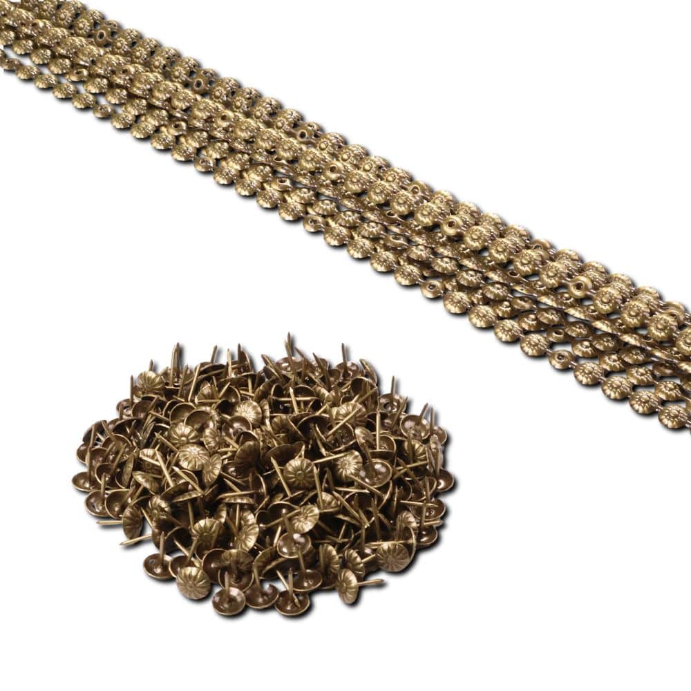 Ziernagelstangen 11 mm –Altmessing 548W – 10 Meter Set inkl. 250 Ziernägel